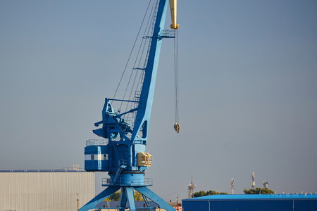 Ship crane in port, close-upの写真素材