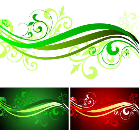 illustration with floral motive pieces of three variationのイラスト素材