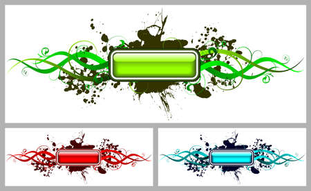 grunge floral backgrounds with button pieces of three versionのイラスト素材