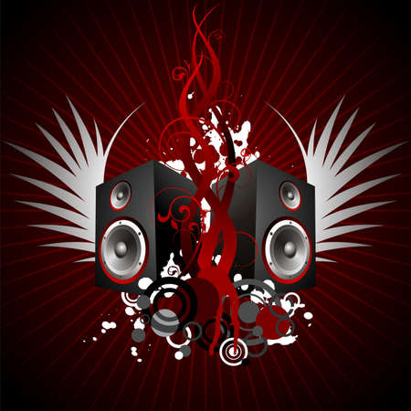 music illustration with wing and blotのイラスト素材