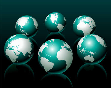 globe illustration, six variationのイラスト素材