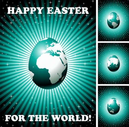 Easter illustration with shiny globe-eggのイラスト素材