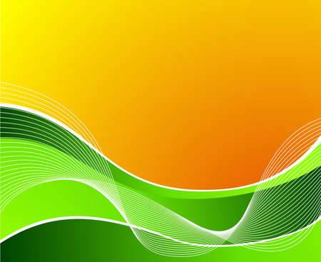  green wave on orange backgroundのイラスト素材