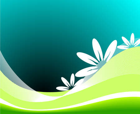 Spring illustration with flower on blue backgroundのイラスト素材