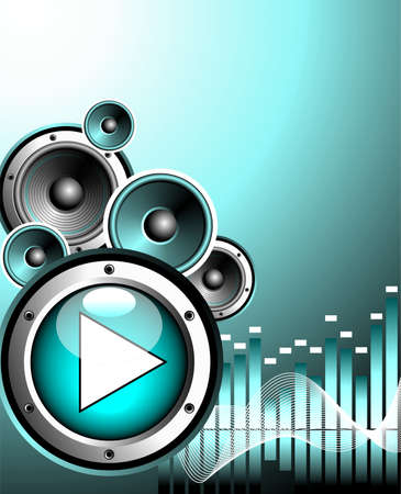 vector illustration for musical theme with play button and speakersのイラスト素材