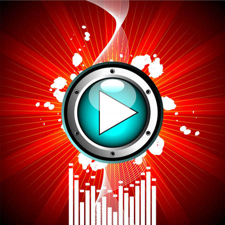 illustration for musical theme with play buttonのイラスト素材