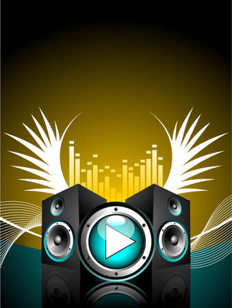 vector illustration for musical theme with speakers and wingのイラスト素材