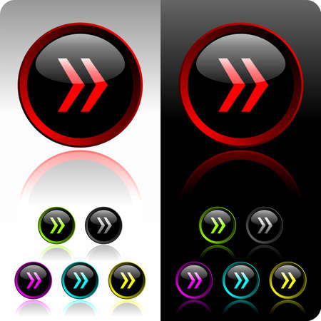 Shiny forward button set with six color variationのイラスト素材