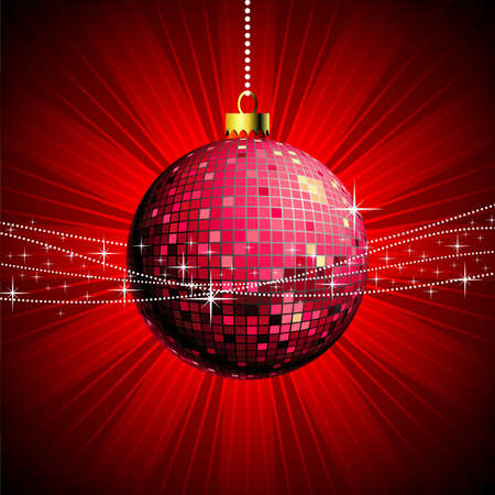 Christmas illustration with shiny ball and disco styleのイラスト素材