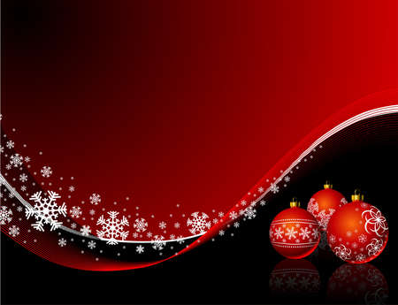 Christmas illustration with red ball and snowflakesのイラスト素材