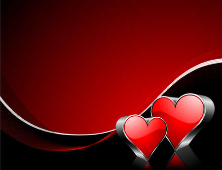 Valentine's day illustration with glossy red hearts.のイラスト素材