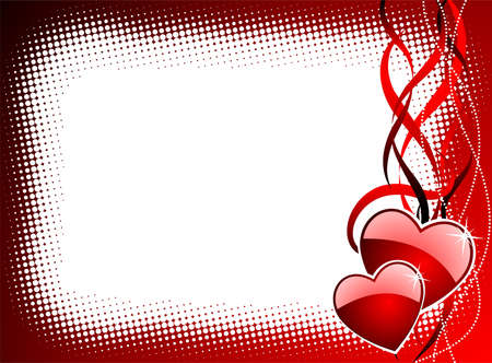 Valentine's day illustration with glossy red heartsのイラスト素材