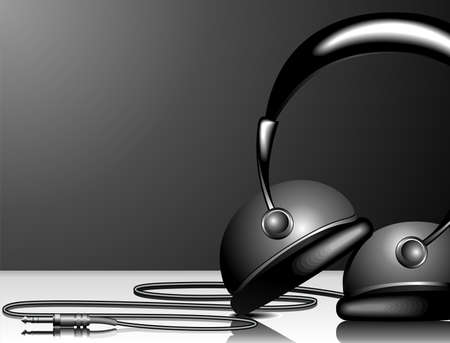 illustration for musical theme with headphone on black background.のイラスト素材