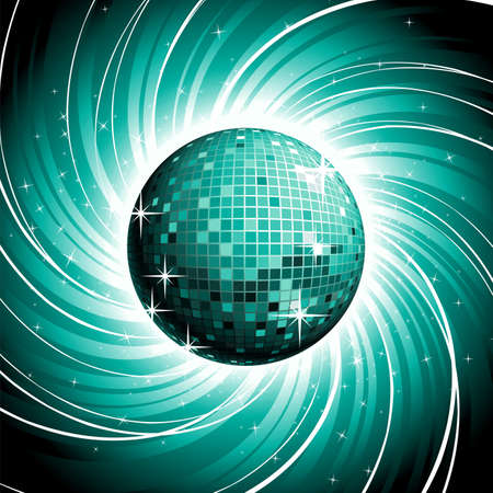 disco ball on shiny blue grunge background.のイラスト素材