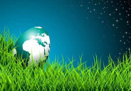  Easter illustration with shiny globe-eggのイラスト素材