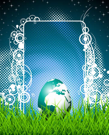 Easter illustration with shiny globe-eggのイラスト素材