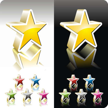Shiny  color star button setのイラスト素材