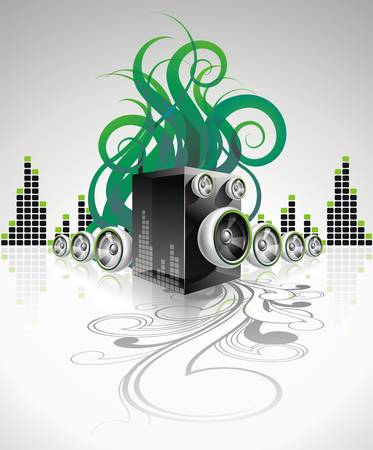 Abstract shiny background with speakers and design elements.のイラスト素材
