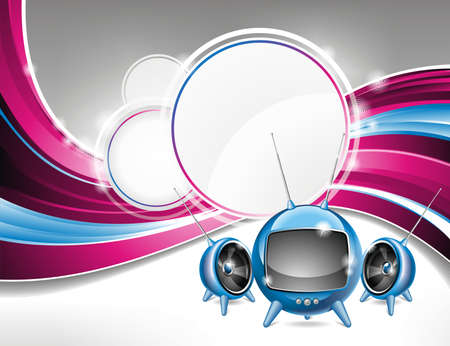 Vector illustration on a media and movie  theme with futuristic tv on abstract background.のイラスト素材
