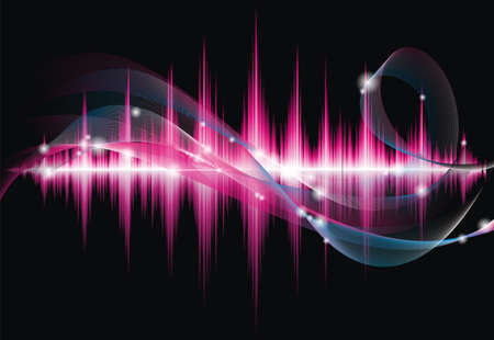 Abstract vector shiny background design with sound waves.のイラスト素材