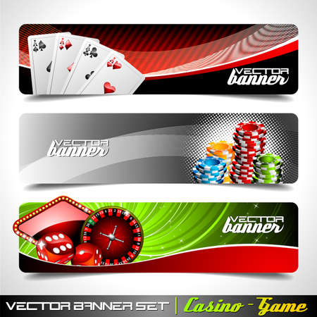 Vector banner set on a Casino theme.のイラスト素材