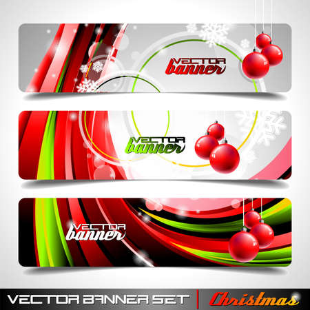 Vector banner set on a Christmas theme.のイラスト素材