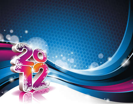 Happy New Year design with shiny 2012 text on a wave background.のイラスト素材