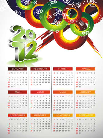 calendar design 2012 with abstract circle designのイラスト素材