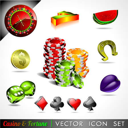 icon collection on a casino and fortune theme.のイラスト素材