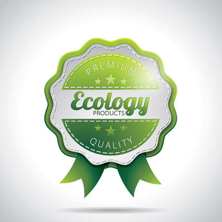 Vector Ecology Product Labels Illustration with shiny styled design on a clear background. EPS 10.のイラスト素材