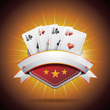 illustration on a casino theme with poker card and ribbon   のイラスト素材