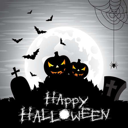 illustration on a Halloween theme on a moon background のイラスト素材