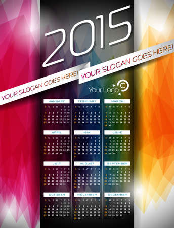 Vector Calendar 2015 illustration on abstract color background. Eps 10 design.のイラスト素材