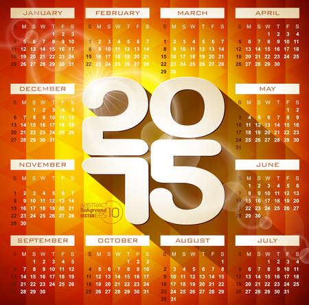 Vector Calendar 2015 illustration with long shadow on abstract geometric background. Eps 10 design.のイラスト素材