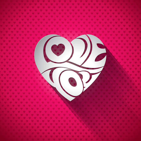 Vector Valentines Day illustration with 3d Love You typography design on heart background. のイラスト素材