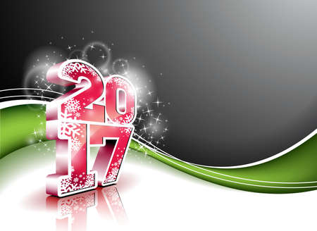Vector Happy New Year celebration background with shiny 3d 2017 text.のイラスト素材