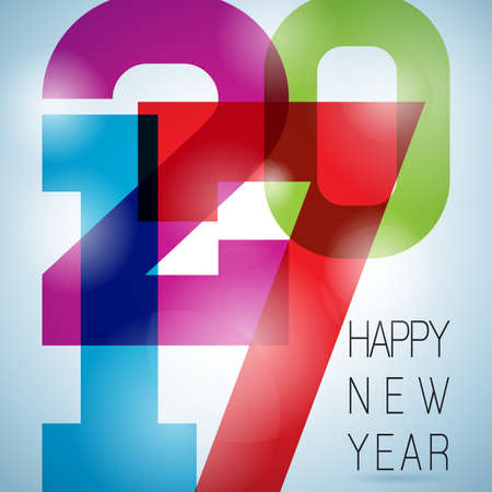 Vector Happy New Year 2017 colorful celebration background with abstract number elements.のイラスト素材