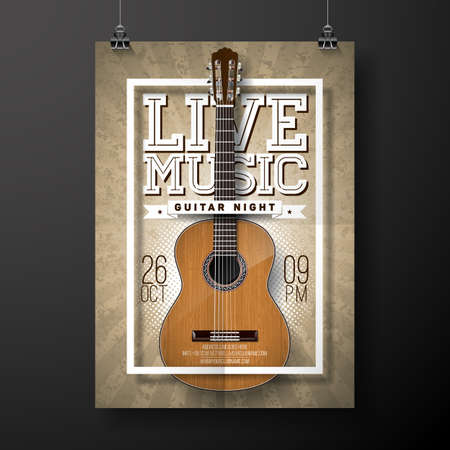 Live music design with acoustic guitar Vector illustration.のイラスト素材