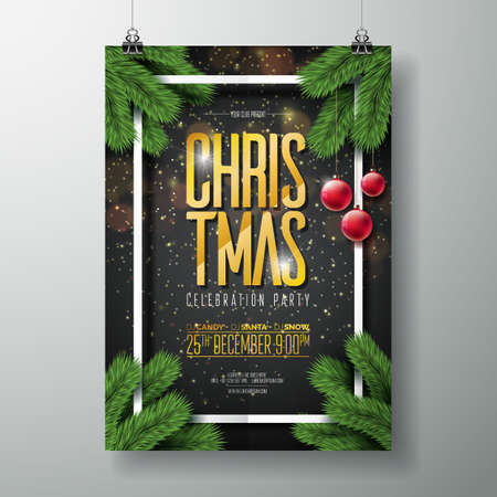 Vector Christmas Party Poster Design Template.のイラスト素材