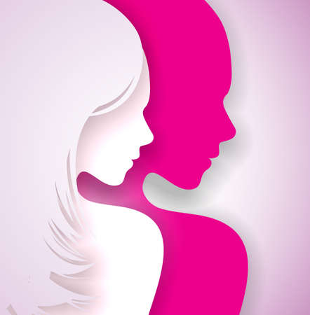 Happy Womens Day Greeting Card Design with Sexy Young Woman Silhouette.のイラスト素材