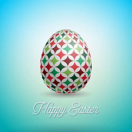 Vector Illustration of Happy Easter Holiday with Painted Egg and Flower on Clean Background.のイラスト素材