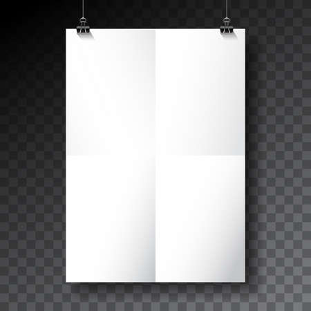 Vector poster mockup template with folded paper sheet on transparent background.のイラスト素材