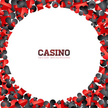 Casino playing card symbols on white background. Vector Gambling isolated floating design element.のイラスト素材