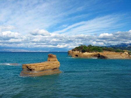 Beautiful sandy beach with small islands