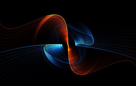 Abstract colorful motion, hot and cold stream flowing on black backgroundの写真素材