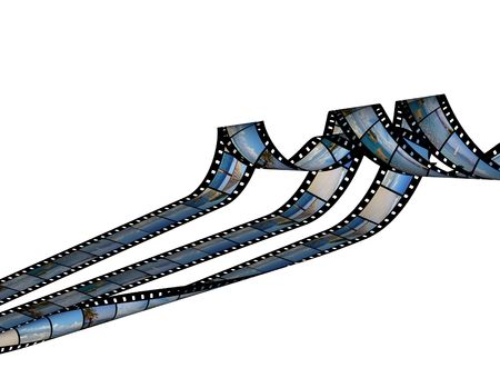  Film stripes with summer sky and ocean image on white background with copy spaceの写真素材