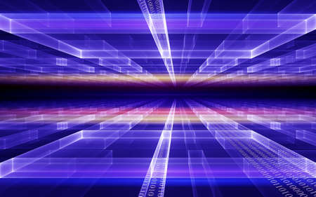 Internet concept, binary code data flow, communication, technology-style backgroundの写真素材