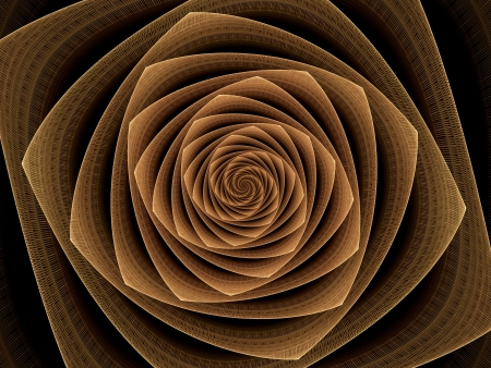 Spiral ornamental tunnel, golden woven wire forming a beautiful twist tunnel, abstract illustration  の写真素材