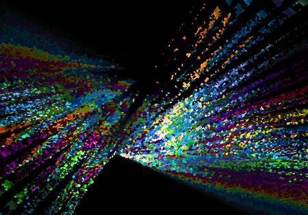 Abstract  rainbow polygonal background.  Vivid colorful triangles on black backgroundの写真素材