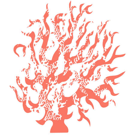 Textured silhouette of living coral isolated on white background. Manual graphic in grunge style. Element for design ocean background, print, poster, banner, textile, fabric.のイラスト素材